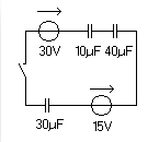 Drei Kondensatoren, zwei Spannungsquellen