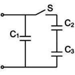 Drei Kondensatoren werden geladen
