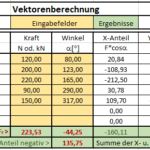 Excel-Berechnungstabelle für Vektoren